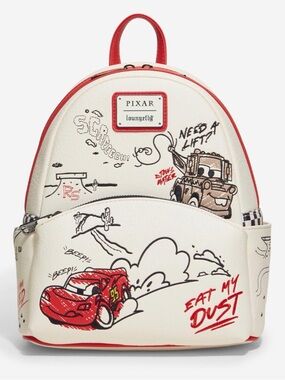 New Loungefly Disney Pixar Cars Lightning McQueen & Mater Doodles Mini Backpack